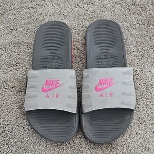 Nike Air Gray and Pink Slides